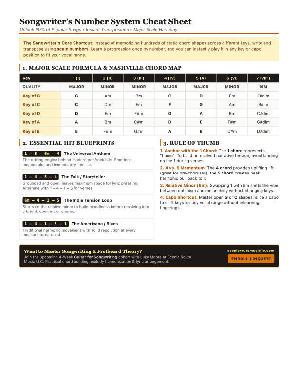 Songwriter's Number System Cheat Sheet Preview
